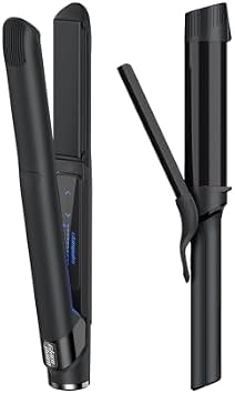 GLAMPALM GlamMuse 1" Hair Straightener & GlamMuse Curling Iron 1.6", Korean No.1 Hair Straightener Flat Iron Set, Ceramic Hair Styling Tool