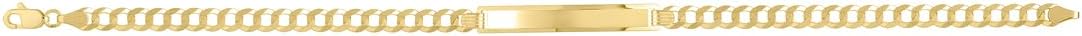 JewelryWeb 14k Yellow Gold Curb ID Bracelet With Lobster Clasp Identification Bracelet for Women