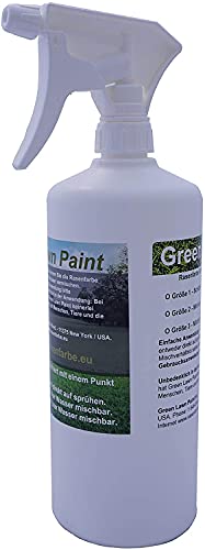 Green Lawn Paint 1 Liter Grüne Profi Rasenfarbe direkt aufsprühen inkl. Sprühkopf. Rasenfarbe, Naturdünger und natürlichem Zeckenschutz. Made in USA.