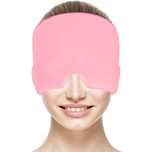 Anti Migräne Mütze - Migräne Kühlpad Kopfschmerzen Maske Cap, Kühlmütze Kopf Kühlkissen Kalt Warm Kompresse für Migräne, Stressabbau, Geschwollene Augen Cover