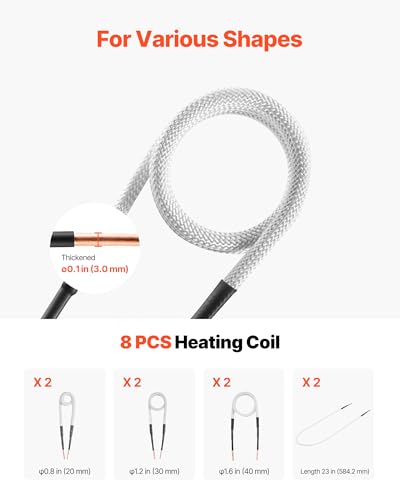 VEVOR Induktionsheizgerät zum Entfernen von Schrauben, 1500 W, magnetisches Induktionsheizgerät-Set, Heizgerät zum Entfernen von rostigen Schrauben, Autowerkstatt-Reparaturwerkzeuge mit 8 Spulen