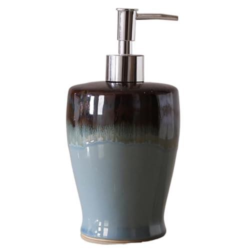 Dispensador de loción Dispensador de jabón Manos cerámica con Costuras en Azul y Gris Vintage Botella de jabón multiescena