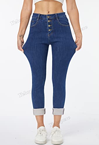 Yehopere Women's Fleece Lined Thermal Winter Jeans Skinny Denim Pants Jeggings Warm Stretch Jeans3