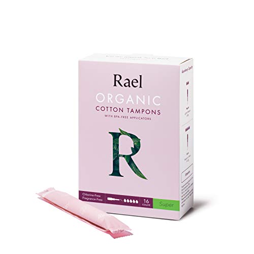 Rael Tampones de algodón orgánico Rael (Super), sin cloro (16 unidades) (2 paquetes, 32 unidades en total)