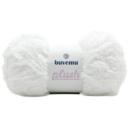 Image of Plush Faux Fur Bulky Yarn, Super Soft Fluffy Fuzzy for Knitting Crocheting Crafting, 100 Gram (3.53 Ounces) 109 Yards (100 Meters) (White)