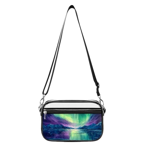Oil Painting Aurora Northern Lights Women's Clear Crossbody Purse Bag Transparent Bags Pocket for Concerts Sports Festivals