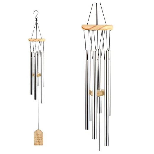 Carrillon de Viento Exterior, 6 Tubos de Aleación de Aluminio Ampanas de Viento para Jardin Arbol Casa de Madera Decoracion Hogar(Plata)