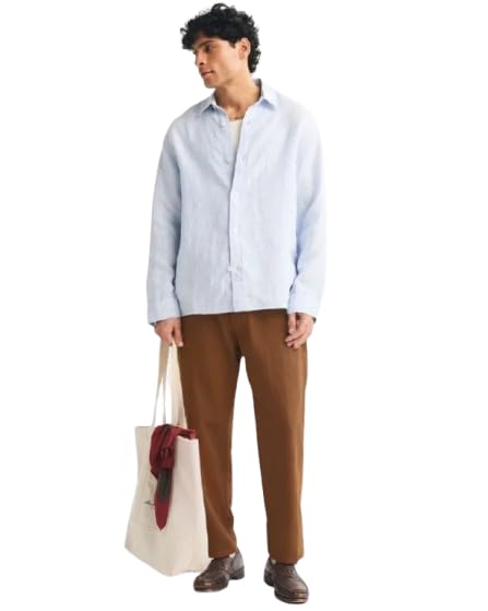 Men Linen Trouser, Brown, Size 34-image-36