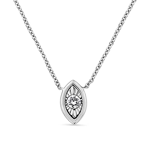 Haus of Brilliance 10K White Gold 1/10 Cttw Miracle Set Round-Cut Diamond Marquise Shape 18" Pendant Necklace (H-I Color, SI2-I1 Clarity)