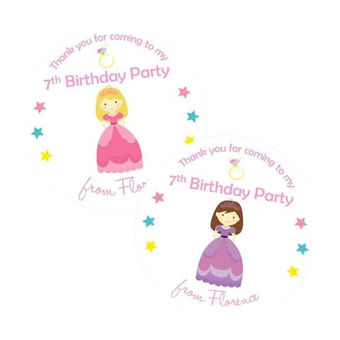 Princess Personalised Birthday Party Stickers Cover