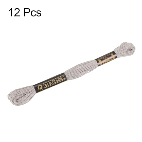 Image of HARFINGTON 12 Skeins Embroidery Floss 8.75yds(8m) Egyptian Long-Staple Cotton Cross Stitch Thread for Sewing DIY Bracelet Yarn String and Crafts, Linen Color(6005)
