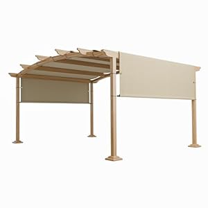 TANG 8'x11'10" Outdoor Pergola Shade Cover Canopy for Patio Deck Sunshade Porch Backyard Universal Replacement Shade Cover with Double Sides Weighted Rods(Beige) TANG 8×1110 Outdoor Pergola Shade Cover Canopy for Patio Deck Sunshade Porch Backyard Universal Replacement Shade Cover with Double Sides Weighted RodsBeige