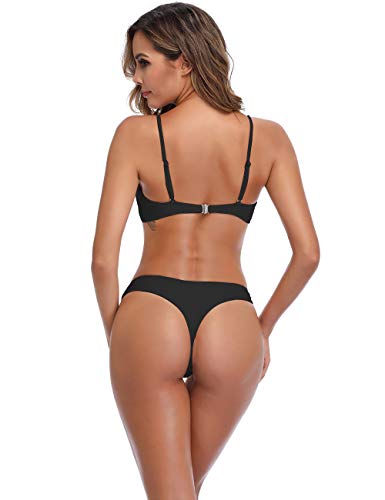 Womens Swimsuits 2 Piece Brazilian Top Thong Bikini Set High Cut Bathing Suits Cheeky Swimwear