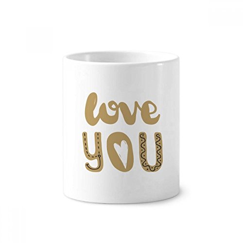 Organisateur stylos et brosses à dents Love You en céramique blanche anti-basculement