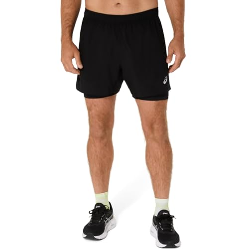 ASICS Men's Silver 2N1 5IN Short Running Apparel, S, Performance Black/Performance Black