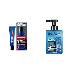 L’Oréal Paris Men Expert Power Age Revitalizing Eye Care & Men Expert Daily Face Cleanser with Amino Acid and Hyaluronic Acid