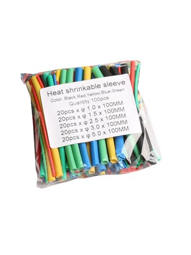 JDIEOQA Lot de 100 gaines thermorétractables - Assortiment de gaines isolantes électriques - Rapport 2:1 - Rétrécissement rapide de la chaleur