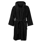 MyShoeStore Kinder-Bademantel für Jungen und Mädchen, 100 % ägyptische Baumwolle, Velours-Frottee mit Kapuze, Kinder-Bademantel, weich, fein, bequem, Nachtwäsche, Frottee, Hausmantel Gr. 140, Schwarz