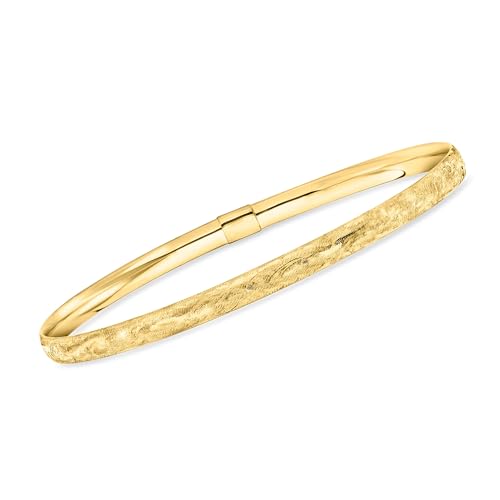 Ross-Simons Italian 10kt Yellow Gold Brushed Bangle Bracelet. 7 inches