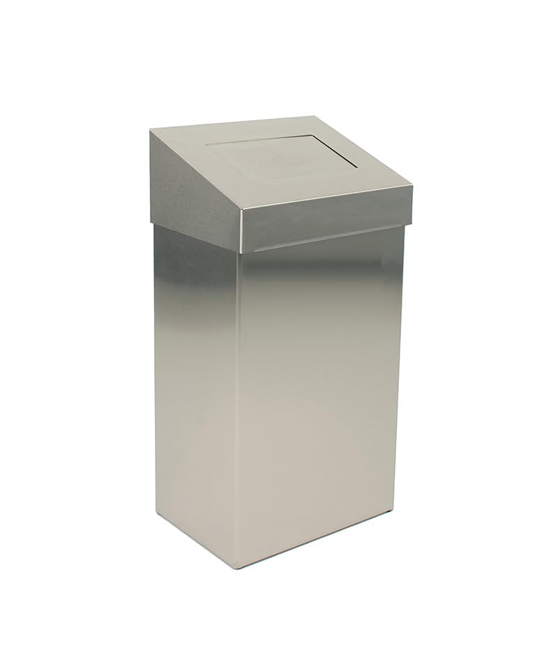 PROREGAL Robuster Abfallbehälter mit Pushdeckel | 18 Liter, HxBxT 50x27,7x17cm | Edelstahl