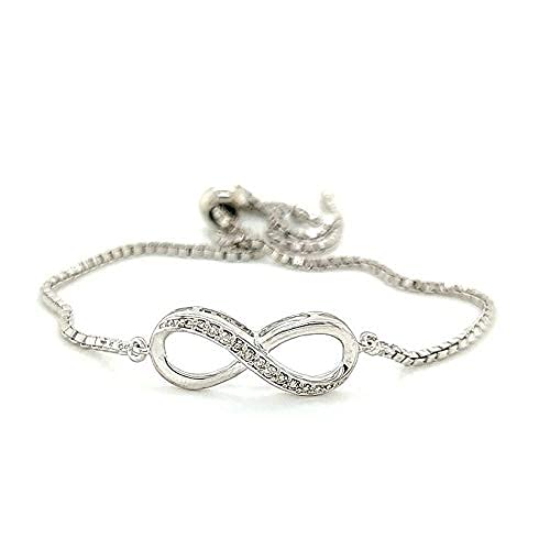 Image of Demira Jewels Classic Infinity Natural Diamond Bolo Bracelet in 925 Sterling Silver