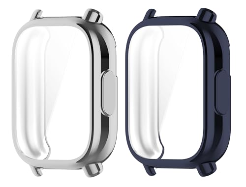 SHEAWA for Redmi Watch5 Active �P�[�X �J�o�[ 2�Z�b�g �ی�P�[�X TPU �\�t�g�J�o�[ �Ռ��z�� �d�C���b�L �A�N�Z�T���[ (�V���o�[�{�~�b�h�i�C�g�u���[)