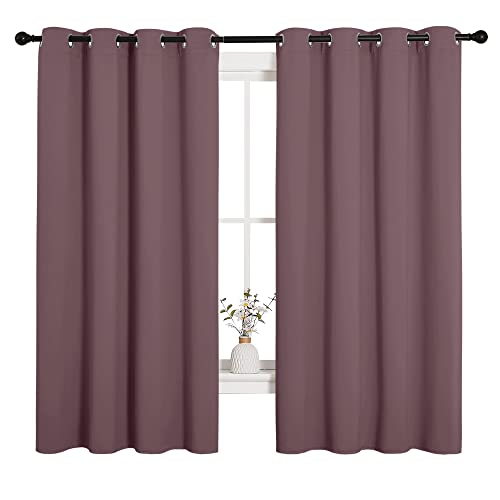 Image of NICETOWN Bedroom Curtain Panels Blackout Draperies, Dry Rose, 1 Pair, 55 by 68-inch, Thermal Insulated Solid Grommet Blackout Curtains /Drapes