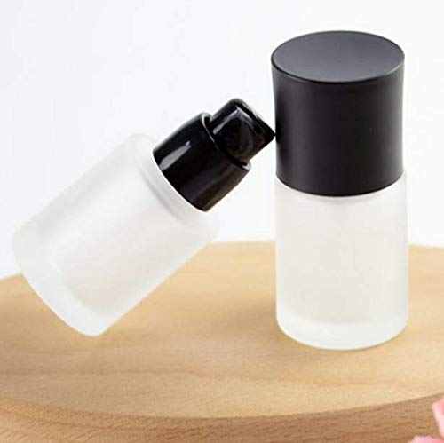 Vipolish 2Pcs 30Ml/1Oz Upscale Empty Frosted Glass Pump Bottle Liquid Foundation Container Dispenser Makeup Cosmetic Storage Vials Jar Pot For Travel Lotion Essential Oil Emulsion Sample Bottle #TOP6
