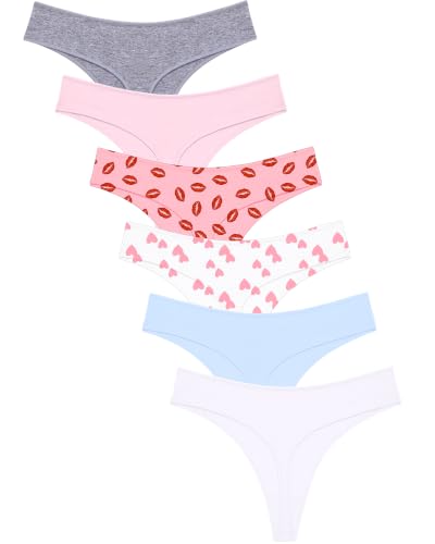 Image of READY TO LOVE Cotton Underwear Women 6 Pack Sexy Breathable Thongs Panties