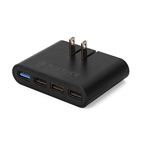 iHome AC Pro 4.0 Amp 4-Port USB Wall or Travel Charger, Flat Foldable