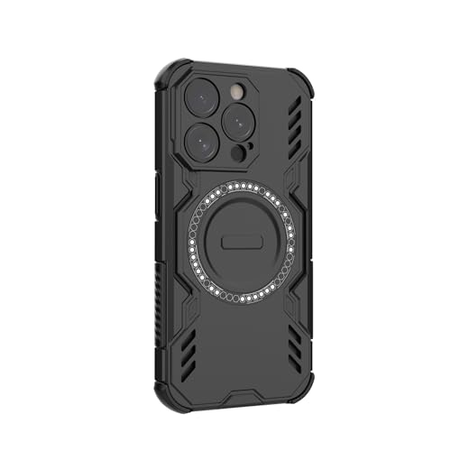 Pełna osłona zawiasu Kompatybilny z iPhone 15 Pro Pełna obudowa Wytrzymała Odporna na wstrząsy Twarda Cienka Solidna Wsparcie Bezprzewodowe etui ładujące Ochronne etui na telefon(Noir)