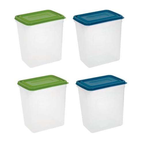 YöL Pack Of 4 Tall Large Cereal Containers Storage 6L Dry Pasta Cereal Pet Food Storage Tub & Lid