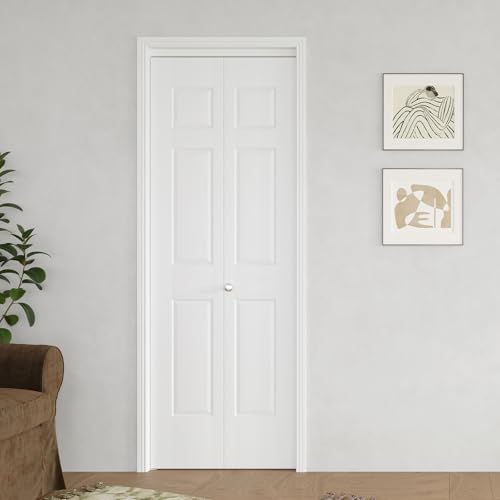 BARNER HOME Bifold Door, 6-lite Panel Closet Door for 30'x 80' Opening, Core Hollow Folding Doors...