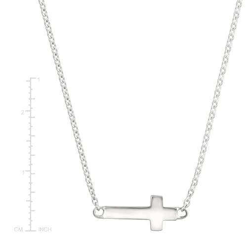 Simplex Horizontal Cross Pendant Necklace, Sterling Silver, White 5
