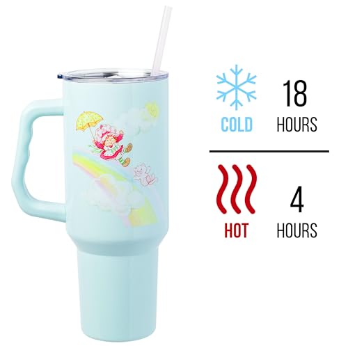 Image of Silver Buffalo Strawberry Shortcake and Custard Stainless Steel Tumbler with Handle, Fits in Standard Cup Holder, 40 Ounces (Pack of 12)