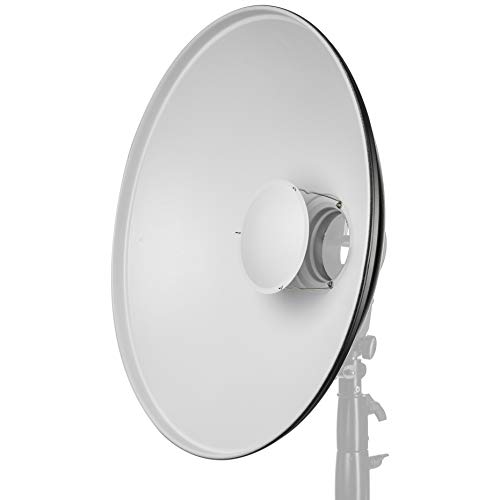 Fovitec - 1x 22 inch Bowens Mount Photography Beauty Dish - [Aluminum][Lightweight][White][Strobe & Monolight Compatible][Grid Not Included]