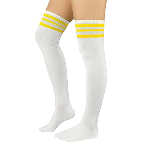 Image of Zando Womens Stripes Thigh High Socks Thigh Highs Casual Knee High Stockings