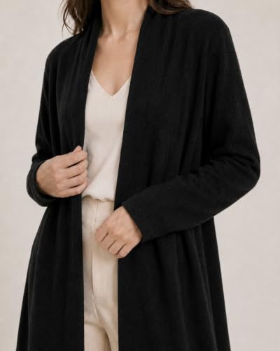 Image of State Cashmere Lightweight Mid-Thigh Cashmere Cardigan 100% Pure Cashmere Sweater Cashmere Wraps for Women