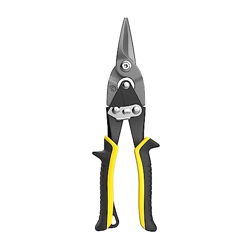 Renekton 25,4 cm Luftfahrtschere, gerade geschnittene Blechschere, Metallschere mit Sicherheitsverschluss und Loch zum Aufhängen, scharfe Zähne aus Cr-V-Stahl und rutschfestem Griff