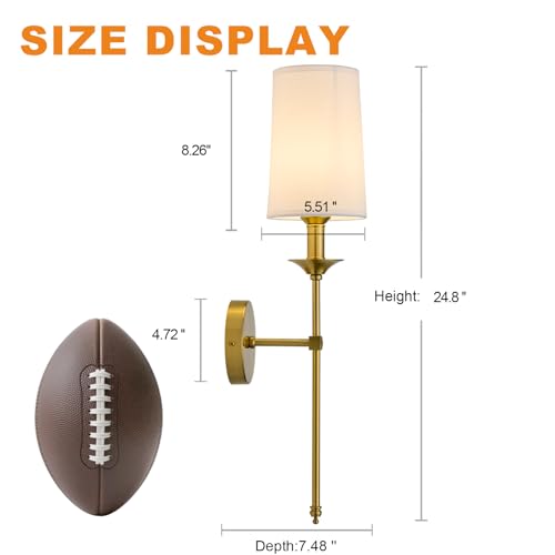 Image of PASSICA DECOR Hardwired Wall Sconces Set of 2 Candle Gold Wall Light for Bedroom Living Room Vanity Hallway Farmhouse Wired Bathroom Sconce