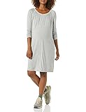 Amazon Essentials Women's Gathered Neckline Maternity Dress, Grey Lt Heather, Large