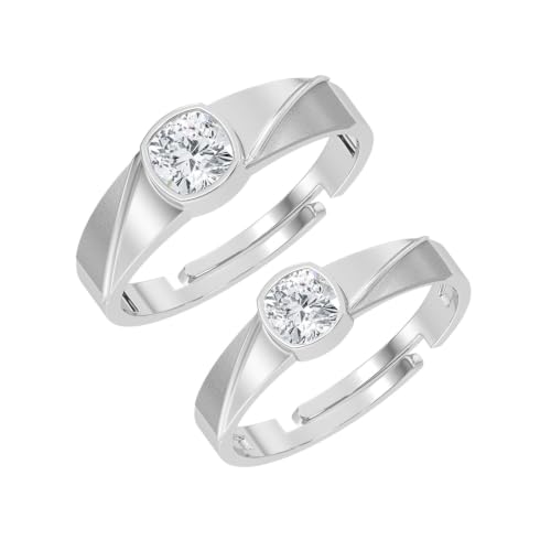 Image of Clara 925 Sterling Silver Adjustable Couple Ring for Men & Women