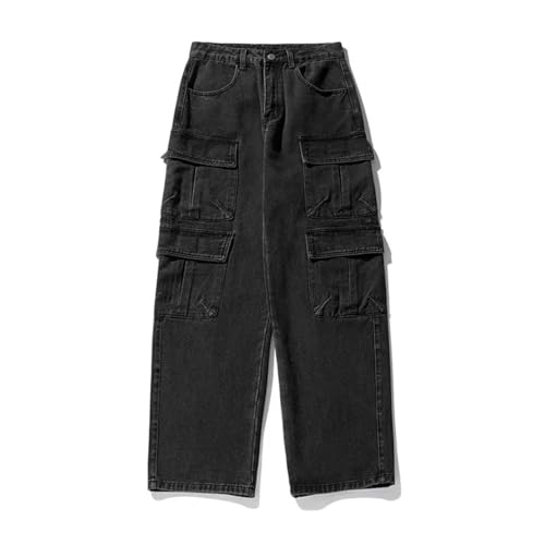 Men’S Workwear Multi Pocket Jeans Mid Waist Loose Fit Wide Leg Denim Pants Casual Zipper Fly Vintage Wash Jeans3