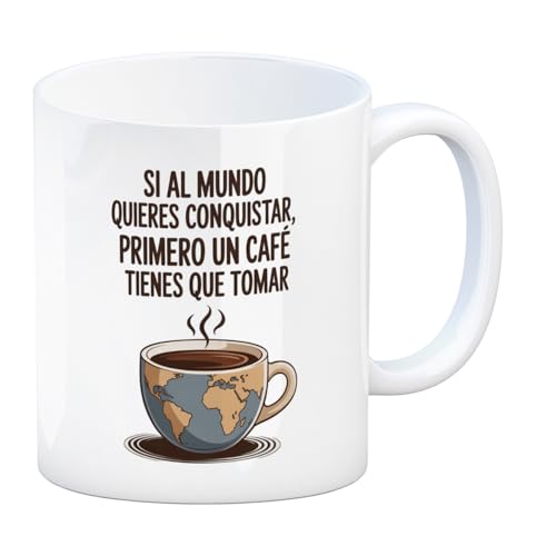 speecheese Mapa Estilo Vintage - Taza Café Motivacional conquistar al mundo - Inspiración y diseño retro para amantes del café