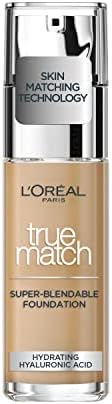 L'Oreal Paris True Match Liquid Foundation, Skincare Infused with Hyaluronic Acid, SPF 17, Available in 40 Shades, 3N Creamy Beige, 30 ml