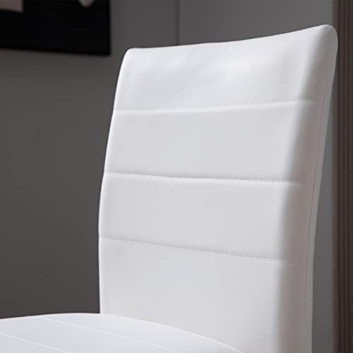 Counter Height Stools Set Of 4 - Modern Pu Leather Bar Stools Barstools For Kitchen Island - High Dining Chairs With Back, Counter Stools For Home Pub Bar Chairs - White #TOP3