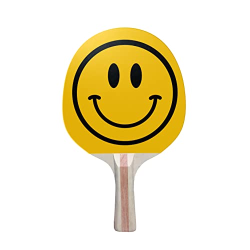 TigerTail Sports Happy Face Colorful Design Ping Pong Paddle, Premium 5 Ply Table Tennis Racket (Black on Back)