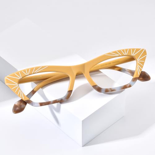Image of HEPIDEM Multicolor Acetate Glasses Frame Women Cat Eye Eyeglasses Men Optical Spectacles 9291