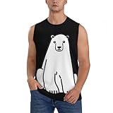 DUWAA Camisetas sin mangas con estampado de oso polar, para verano, para playa, verano, transpirables, para hombre, tallas grandes y altas, Negro, S