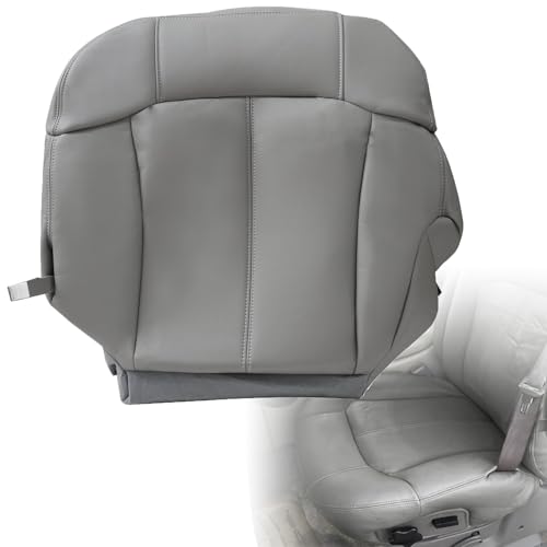 NLQR #922 or 122 Gray Front Driver Side Bottom Replacement Leather Seat Cover Compatible with Chevy Silverado Tahoe Suburban GMC Sierra 1500 2500 3500 HD 1999 2000 2001 2002